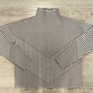 Striped Tan Mock-Turtleneck by TAHARI